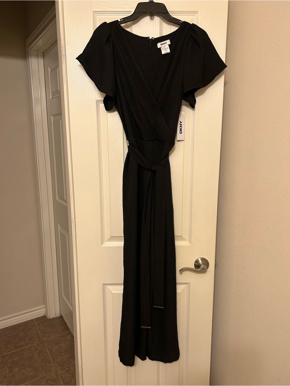 DKNY Black Jumpsuit with Flutter Sleeves